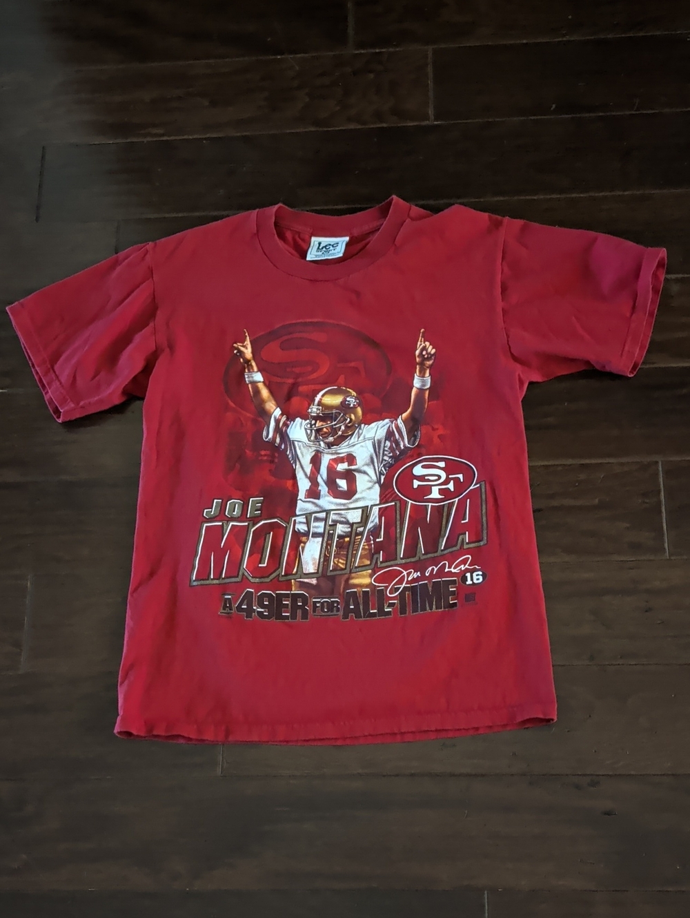 Vintage Joe Montana 49ers Lee Sport Nutmeg Graphic T-shirt